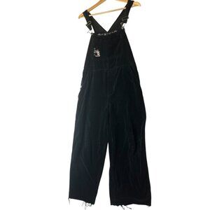 Disney Mickey‎ Mouse Women's M Bib Overalls Pants Velvet VTG Jumpsuit Velour